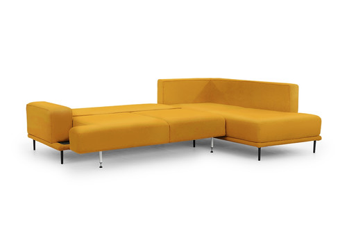 Corner Sofa-Bed Right Nicole L Salvador 10/mustard, black legs
