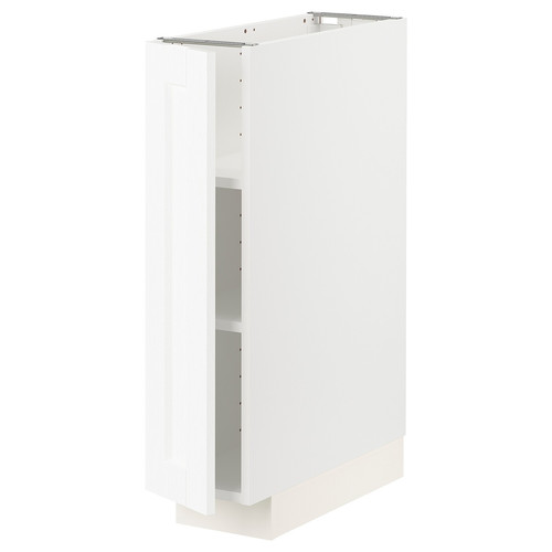 METOD Base cabinet with shelves, white Enköping/white wood effect, 20x60 cm