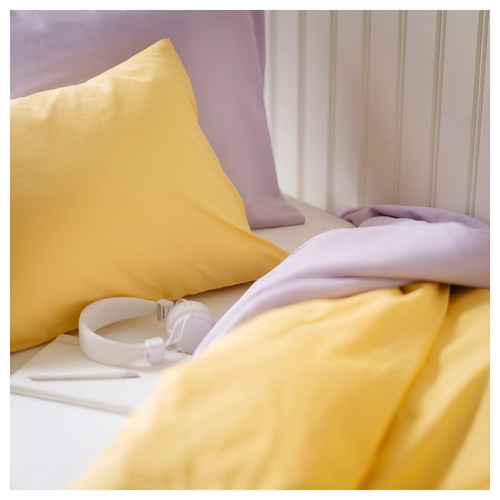 NATTSVÄRMARE Duvet cover and 2 pillowcases, yellow, 200x200/50x60 cm