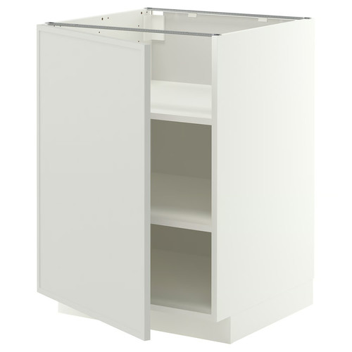 METOD Base cabinet with shelves, white/Aspudden light grey, 60x60 cm