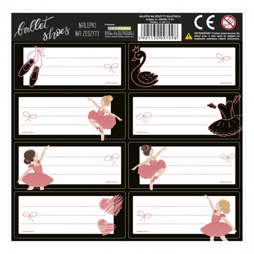 Label Stickers for Notebooks 25pcs Ballerina