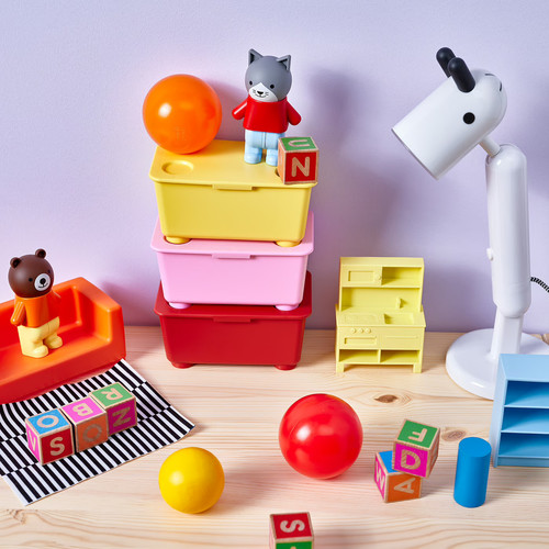 GLIS Box with lid, red pink/yellow, 17x10 cm