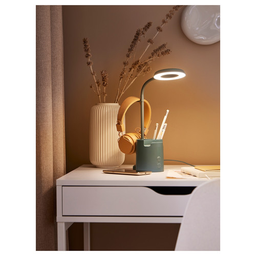 BRUNBÅGE LED work lamp, with storage dimmable/turquoise