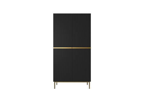 Wardrobe Nicole with Drawer Unit 100 cm, matt black, gold legs