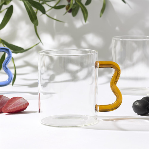Glass Mug Borosilicate 350ml, yellow