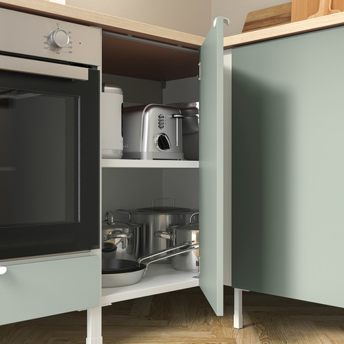 ENHET Base cabinet for oven with drawer, white/pale grey-green, 60x62x75 cm