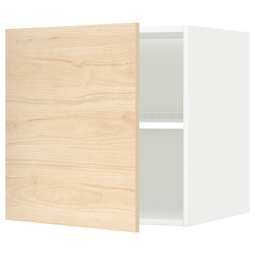 METOD Top cabinet for fridge/freezer, white/Askersund light ash effect, 60x60 cm