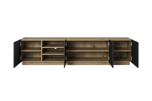 TV Cabinet Asha 200 cm, artisan/matt black