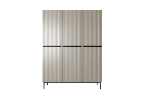 Wardrobe Nicole with Drawer Unit 150 cm, cashmere, black handles and legs