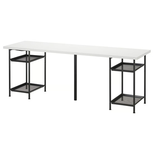 LAGKAPTEN / SPÄND Desk, white/black, 200x60 cm