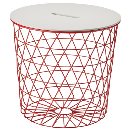 KVISTBRO Storage table, red/light grey, 44 cm