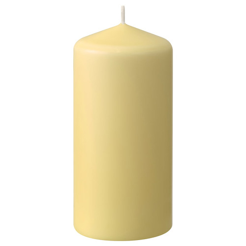 DAGLIGEN Unscented pillar candle, light yellow, 14 cm