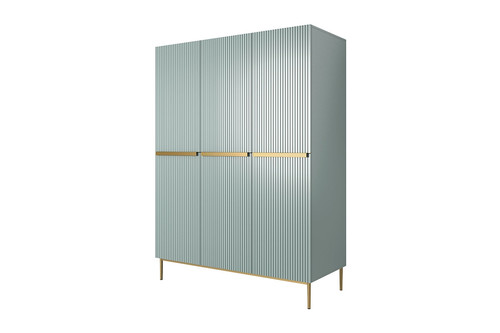 Wardrobe Nicole with Drawer Unit 150 cm, sage, gold handles and legs