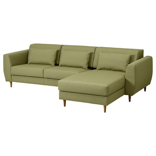 SLATORP 3-seat sofa with chaise longue, Vissle yellow-green