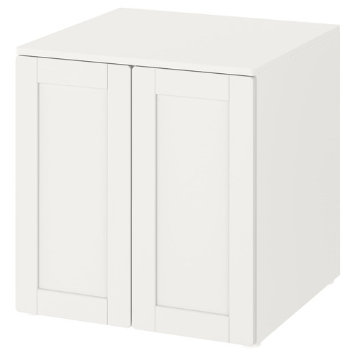 SMÅSTAD / PLATSA Cabinet, white with frame, with 1 shelf, 60x55x63 cm