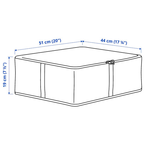 HEMMAFIXARE Storage case, fabric striped/white/grey, 44x51x19 cm