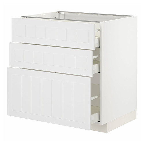 METOD / MAXIMERA Base cabinet with 3 drawers, white/Stensund white, 80x60 cm
