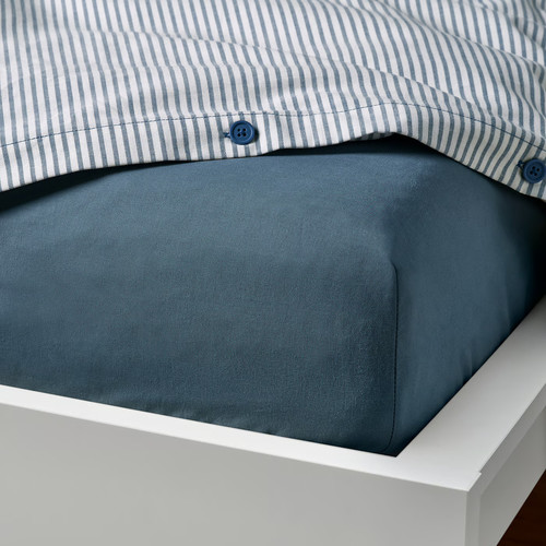 DVALA Fitted sheet, blue, 90x200 cm