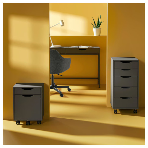 ALEX Drawer unit on castors, dark grey/black, 36x50 cm