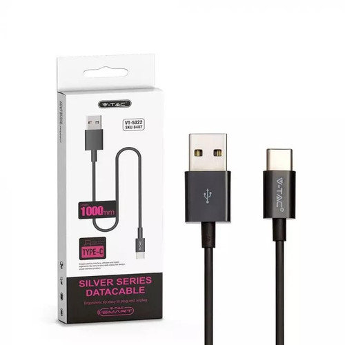 V-TAC Cable USB Type-C 1m 1.0A, black