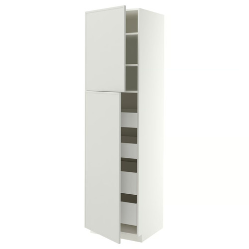 METOD/MAXIMERA Hi cab w 2 doors/4 drawers, white/Aspudden light grey, 60x60x220 cm