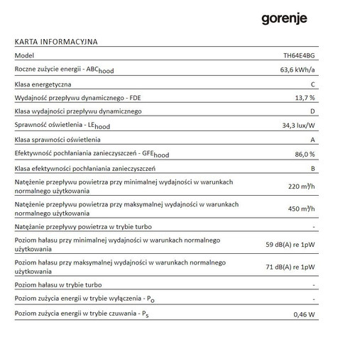 Gorenje Telescopic Hood TH64E4BG
