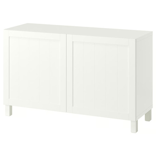 BESTÅ Storage combination with doors, Pipmakare white/Stubbarp white, 120x42x74 cm