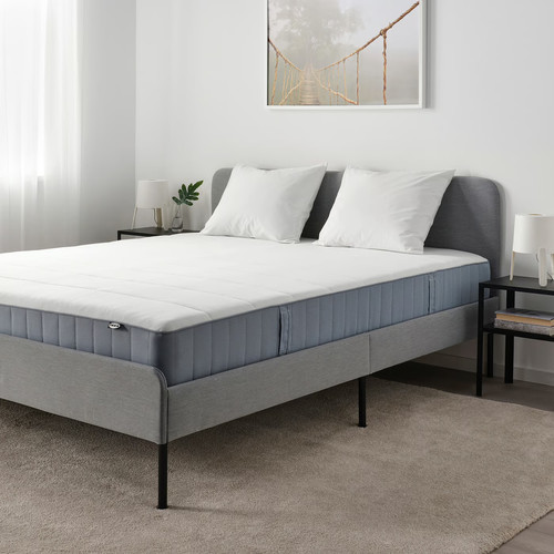 VESTERÖY Pocket sprung mattress, medium firm/light blue, 120x200 cm