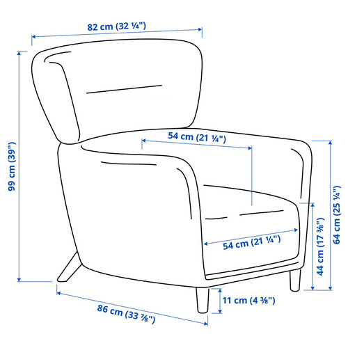 OSKARSHAMN Wing chair with footstool, Tonerud red
