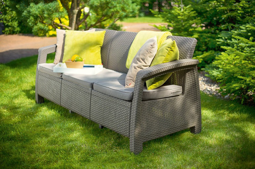 Garden Outdoor Sofa 3-seat, cappuccino
