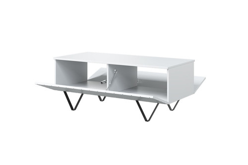 Coffee Table with Storage Scalia 120, matt white/black legs