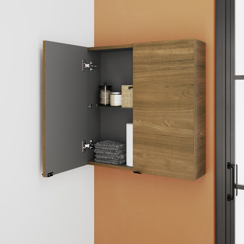 GoodHome Bathroom Cabinet Imandra 60 x 60 x 15 cm, walnut