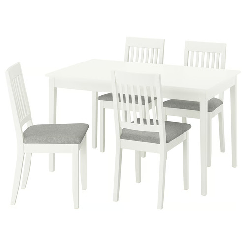 NÄSINGE / NÄSINGE Table and 4 chairs, white/white Tibbleby beige-grey, 130x80 cm