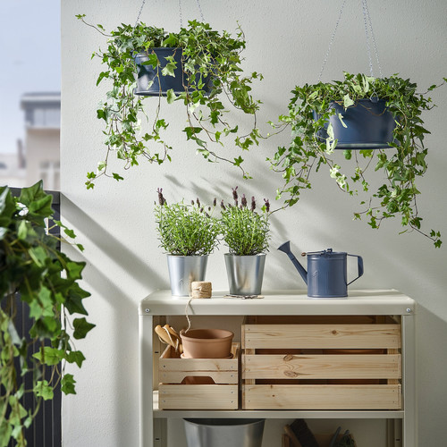 ÅKERBÄR Hanging planter, in/outdoor dark blue, 27 cm