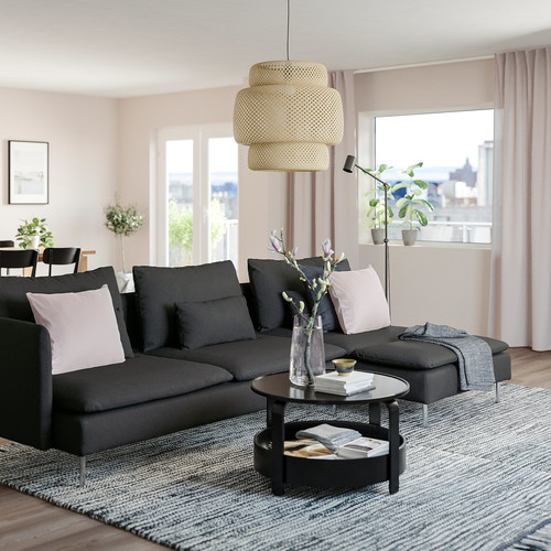 SÖDERHAMN 4-seat sofa with chaise longue, and open end Fridtuna/dark grey