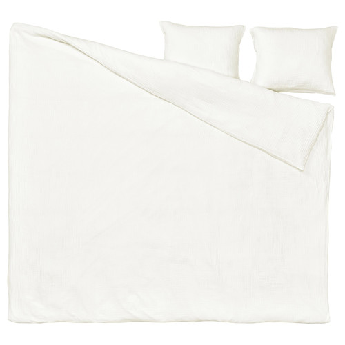 SCHERSMIN Duvet cover and 2 pillowcases, white, 200x200/50x60 cm