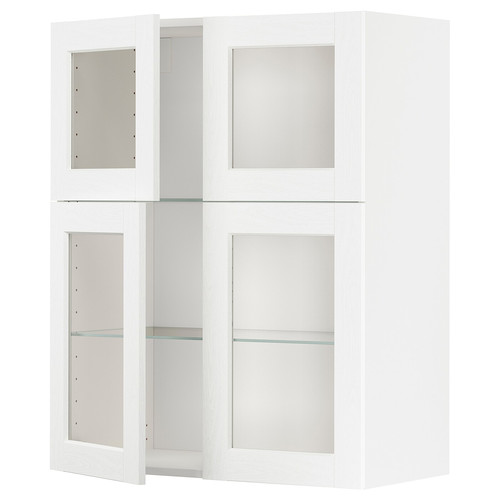 METOD Wall cabinet w shelves/4 glass drs, white Enköping/white wood effect, 80x100 cm