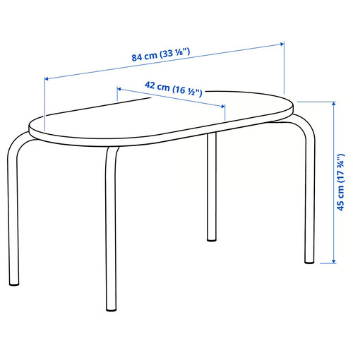 GREJSIMOJS Children's table, wood/orange, 84x42 cm