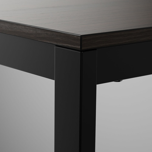 VANGSTA Extendable table, black, dark brown, 80/120x70 cm