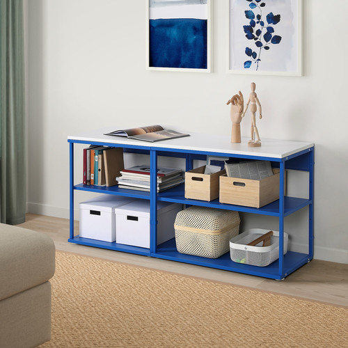 PLATSA Open shelving unit, blue, 140x42x63 cm