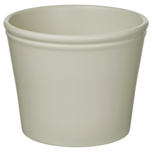 KÖRSBÄRSBJÖRK Plant pot, light grey/beige, 15 cm