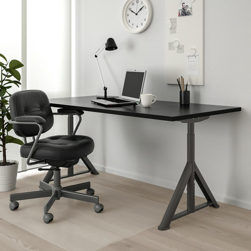 IDÅSEN Desk, black, dark grey, 160x80 cm