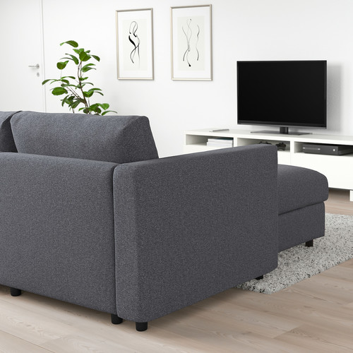 VIMLE Corner sofa, 5-seat, with chaise longue/Gunnared medium grey