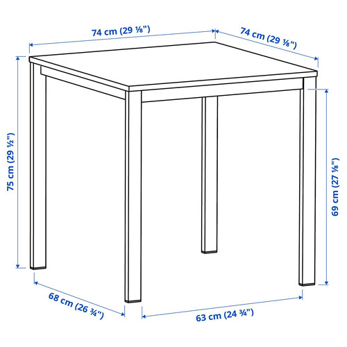 VIHALS Table, white/white, 74x74 cm