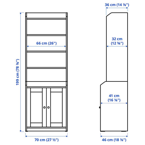 HAUGA High cabinet with 2 doors, white, 70x199 cm