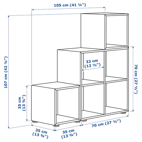 EKET Cabinet combination with feet, white/light grey-blue, 105x35x107 cm