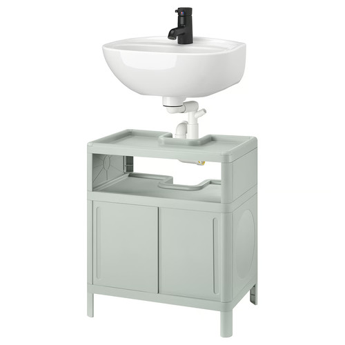 IVÖSJÖN / SKATSJÖN Wash-stnd w slid drs/wash-basin/tap, green, 50x35 cm