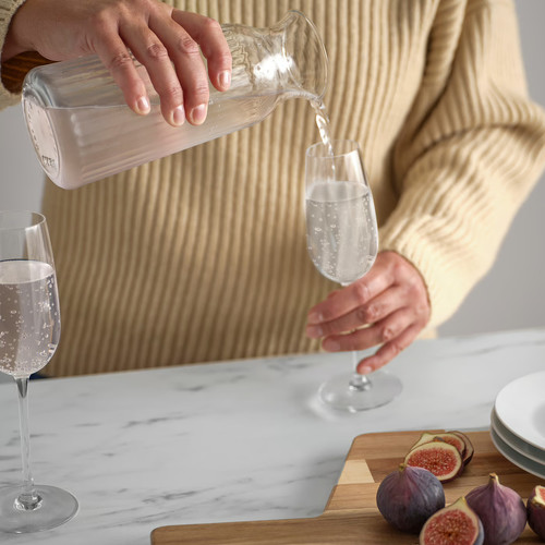 VARDAGEN Carafe, clear glass/patterned, 1.0 l