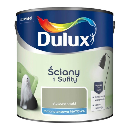 Dulux Walls & Ceilings Matt Latex Paint 2.5l stylish khaki