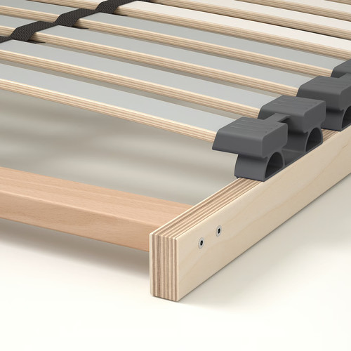 TONSTAD Bed frame with storage, oak veneer/Lönset, 140x200 cm